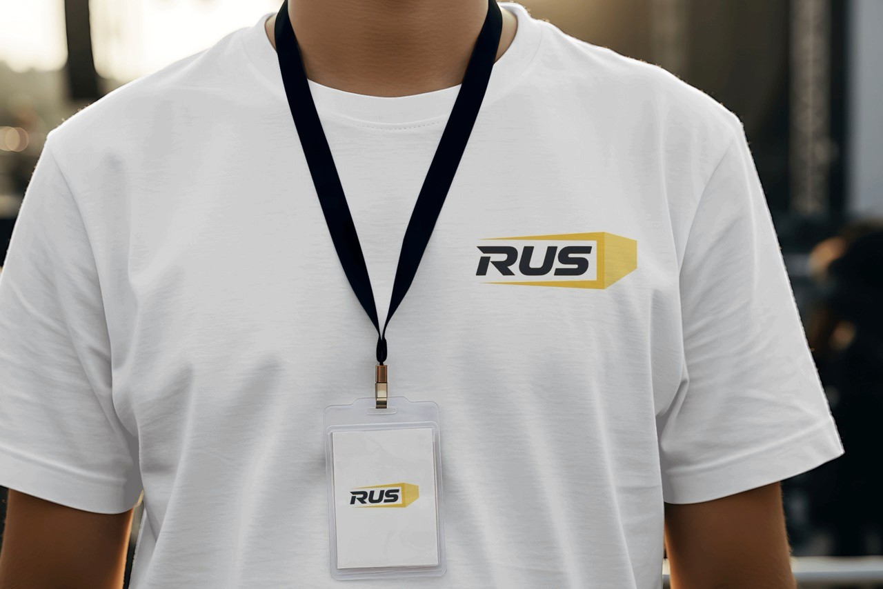 Gulf Ocean Shipping branded shirt and staff badge close-up